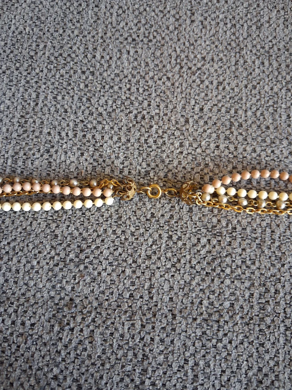 Vintage Multi-Strand Gold and Cream Layered Necklace